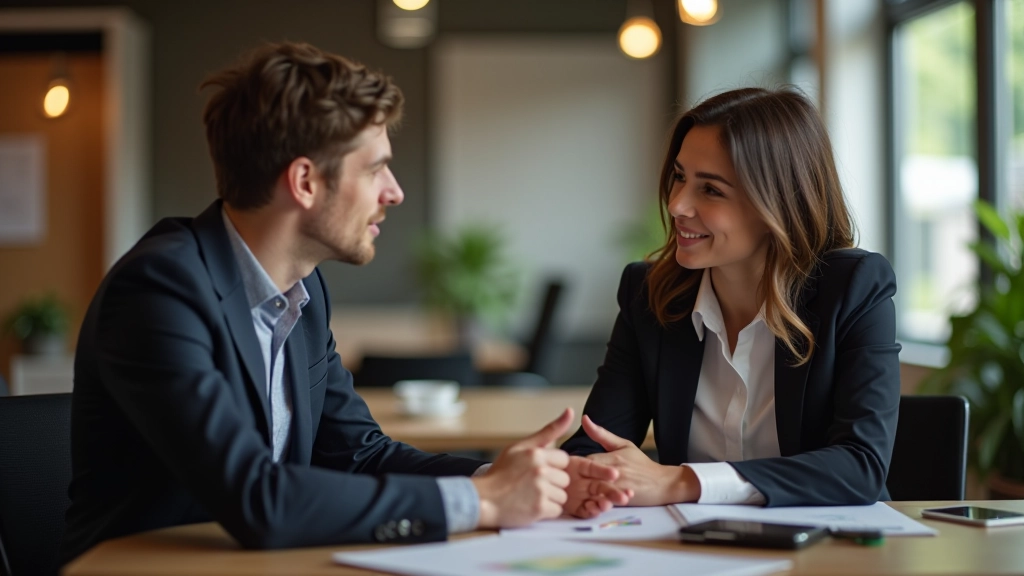 Ondersteunend moment tussen twee personen in professionele setting, hoop en verbinding